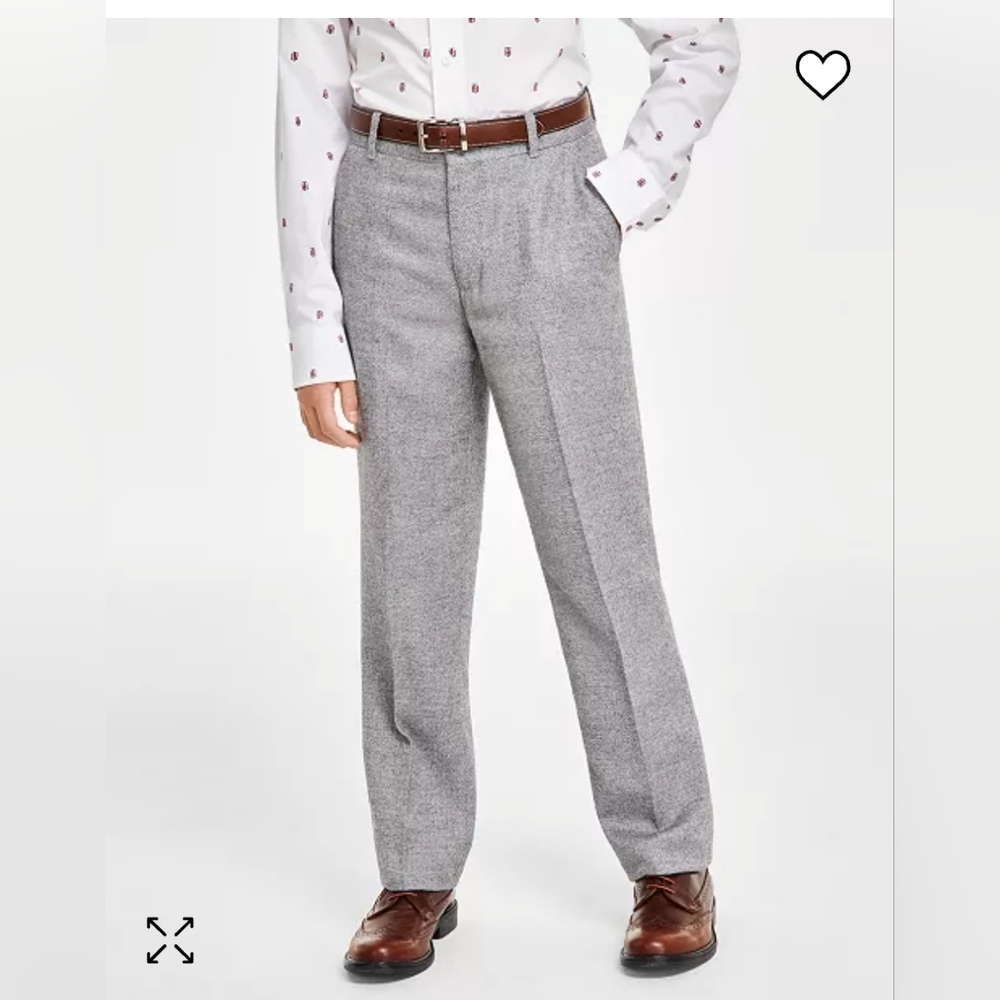 Nwt Tommy Hilfiger Boys Brushed Herringbone Mountain Heather Gray Slacks Pants - Picture 1 of 10